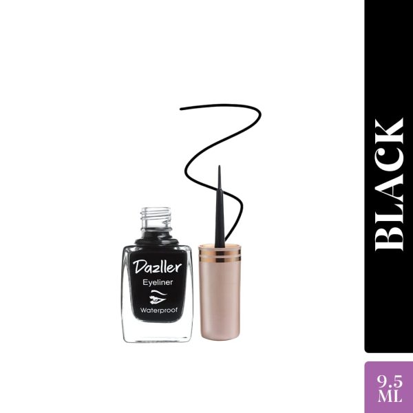 Dazller Liquid Eyeliner Waterproof, 9.5ml, Black, Smudge-proof, Matte, One stroke application, Long-lasting, Deeply pigmented, Lightweight, Quick-drying - Image 2