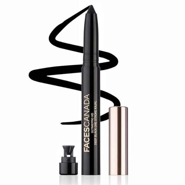 FACESCANADA Ultime Pro Hd Deep Black One Stroke Matte Kajal, 1.4G|Smooth Lightweight Intense Black Hd Finish|10Hr Longstay|Rice Bran Wax|Castor Oil|Waterproof|Sweatproof|Built-In Sharpener