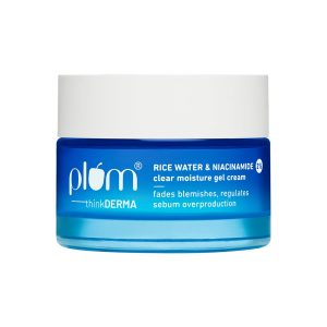 Plum 2% Niacinamide & Rice Water Super Light Gel Cream Moisturizer for Face | Oil-Free Hydration | Brightens, Fades Blemishes & Dark Spots | Dermat-Tested | All Skin Types | Women & Men | 100% Vegan | 50 g