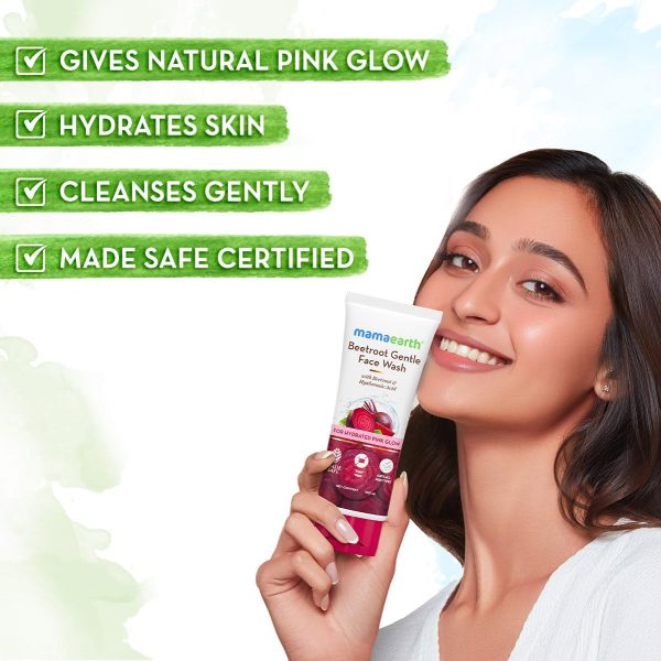 Mamaearth Beetroot Gentle Face Wash&Hyaluronic Acid For Hydrated Pink Glow -100Ml|Gently Cleanses|Hydrates&Soothes Skin|Soap - Free|Non-Irritant|Safe For Skin|Hydrating Gentle Face Wash|Non-Drying - Image 3