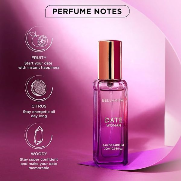Bella Vita Luxury Date Woman Eau De Parfum Perfume with Pink Pepper, Jasmine & Vanilla|Premium, Long Lasting Floral & Fruity Fragrance for Women, 20ML - Image 3